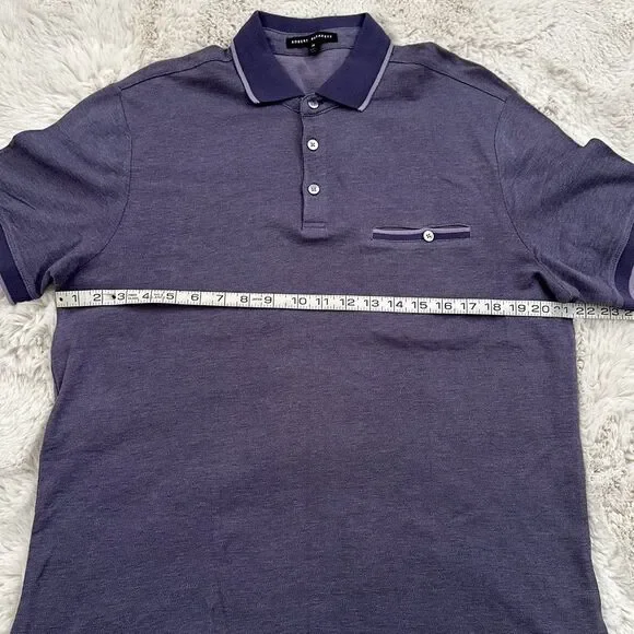 Robert Barakett Polo Findlay Short Sleeve Shirt Heathered Purple Size M - Picture 2 of 7